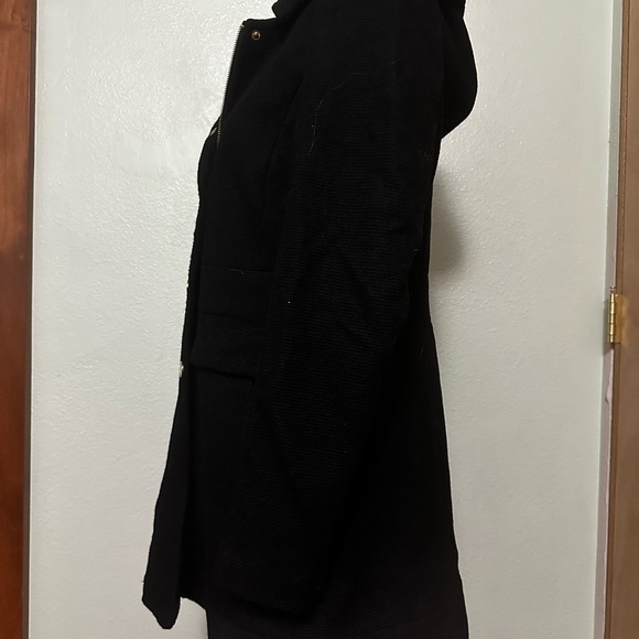 Gold Buttoned, Black Zip-up, Pea Coat Jacket - Picture 4 of 6